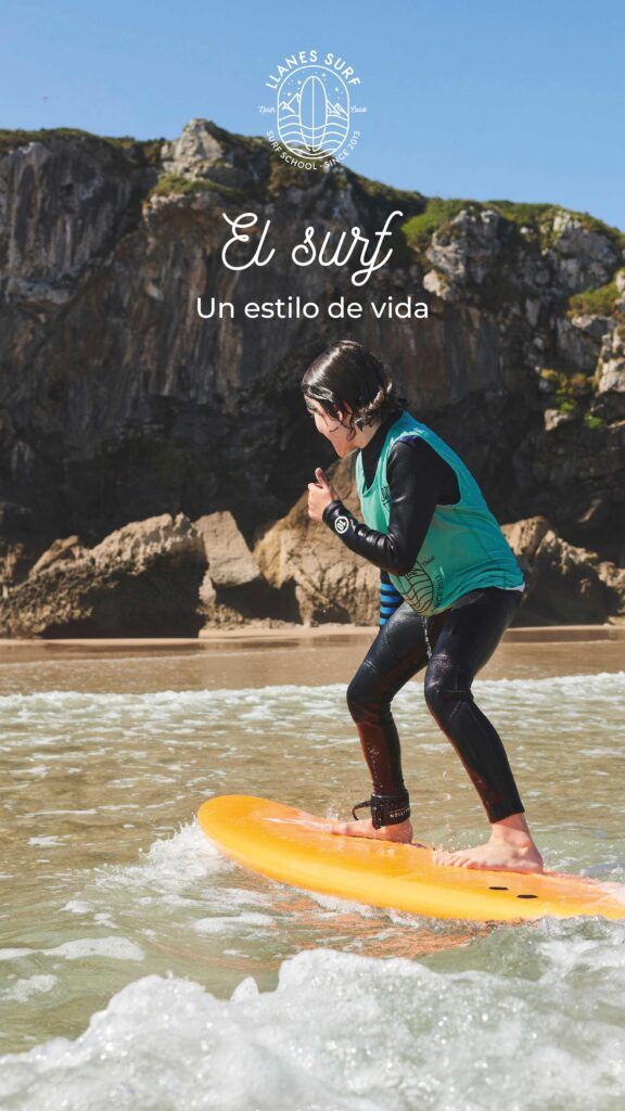 Highlight y storie de instagram niño surfeando sobre tabla
