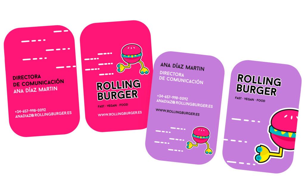 Rolling Burger tarjetas de visita diseñadas por Agencia Contundente