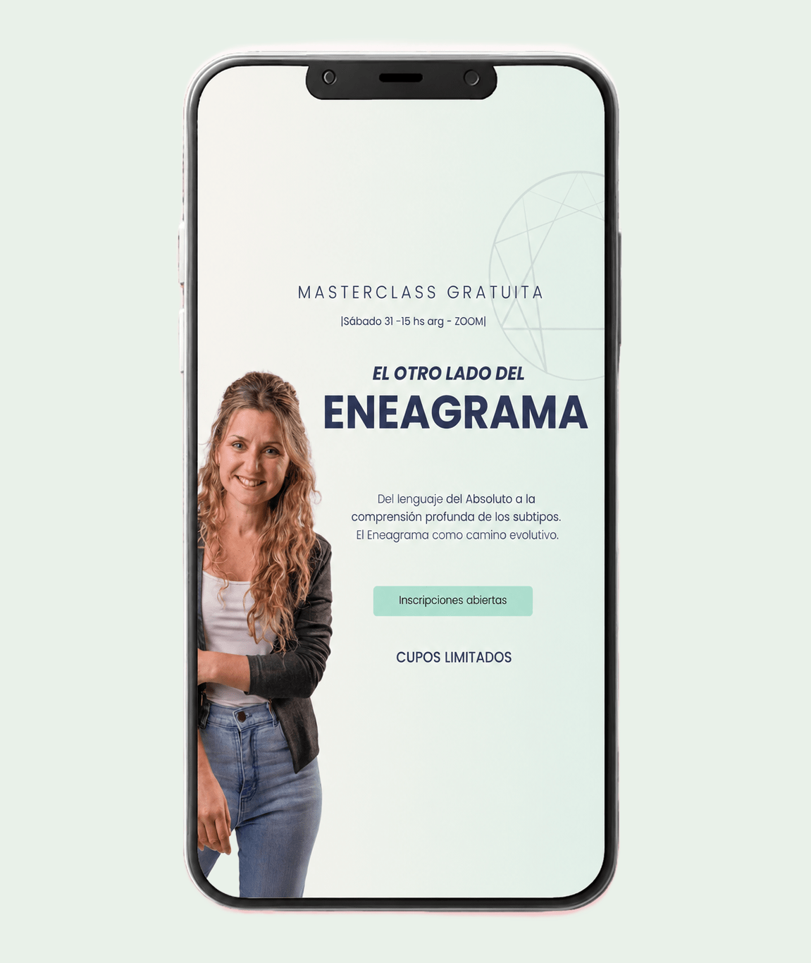 Móvil con mockup de Expandiendo el Ser para redes sociales